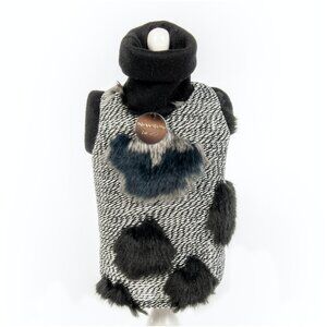 INAMORADA Fur Sweater for Dogs - Small - Black & Grey